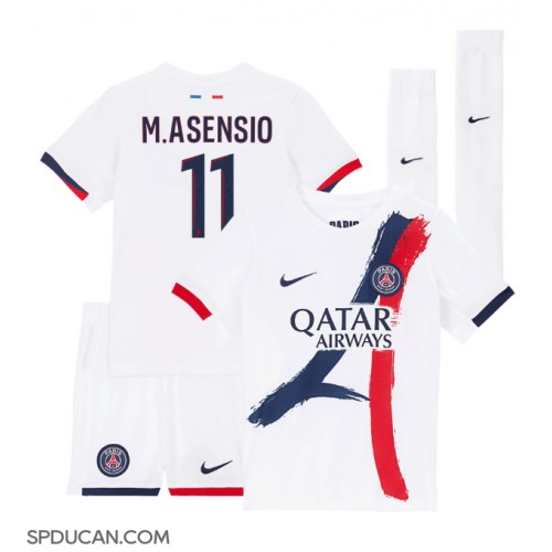 Dječji Nogometni Dres Paris Saint-Germain Marco Asensio #11 Gostujuci 2024-25 Kratak Rukav (+ Kratke hlače)